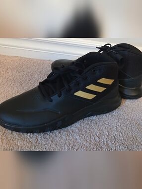 Adidas Black High-Top Sneakers with Gold Stripes Own The Game